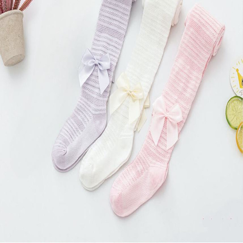 Girls Pack of 3 Cotton Tights Thin Hollowed Net Summer with Bowknot 1Y-8Y